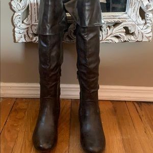 Brown knee high boots